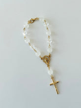 Load image into Gallery viewer, White &amp; Swarovski Rosary Bag Charm
